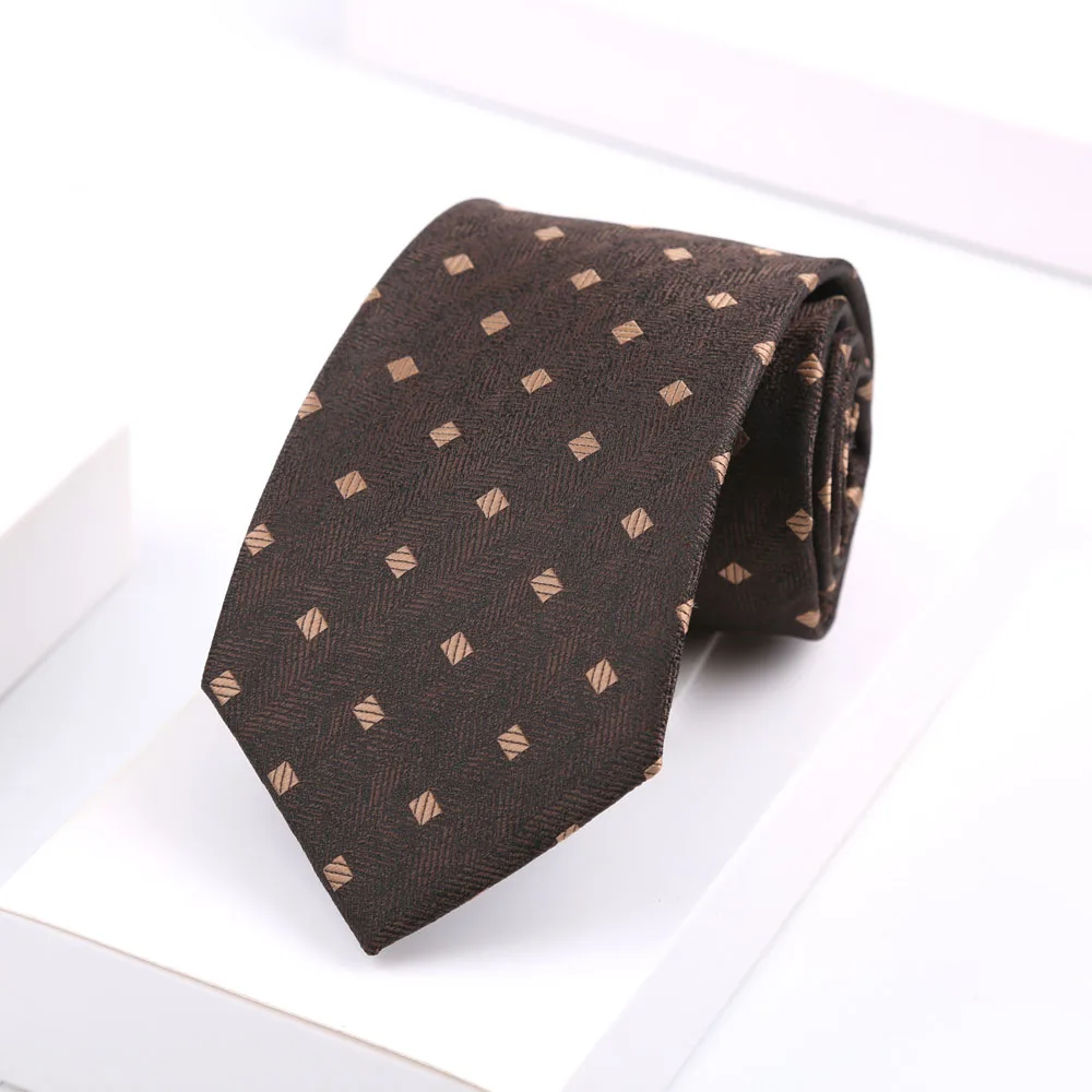 Luxuriöse Krawatte für Herren, Retro-Krawatte, Jacquard, 8 cm, handgeknüpfte braune Krawatte, Herrenkrawatten, Business, Hochzeit, vielseitig einsetzbar, Geburtstagsgeschenk – Detail 8