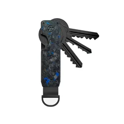 Unisex Compact Metallic Key Holder | Minimalist Smart Keychain Organizer (Blue Carbon)