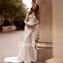LoveDress Sweetheart Wedding Dress Detachable Tail Lace Appliques Mermaid Long Sleeves Bridal Gowns Vestido De Novia CUSTOM MADE