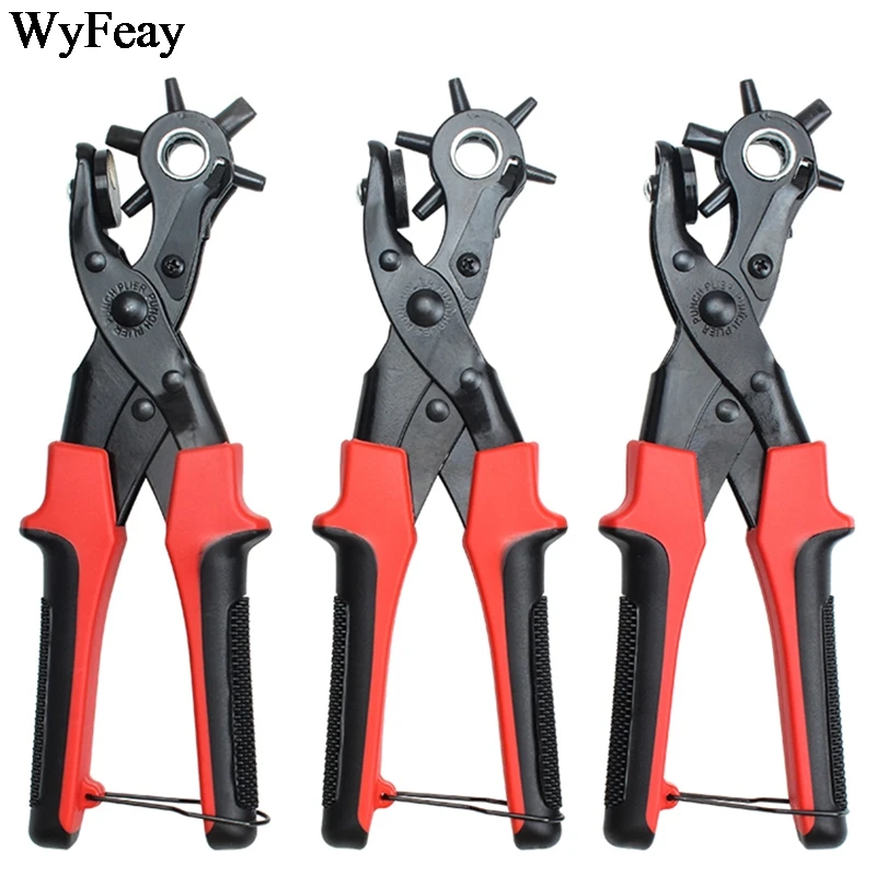 Revolving Leather Punch Plier Punch Hole Tool Puncher Belt Saddle Watch Bands Strap Shoe Fabric Paper working Leathercraft