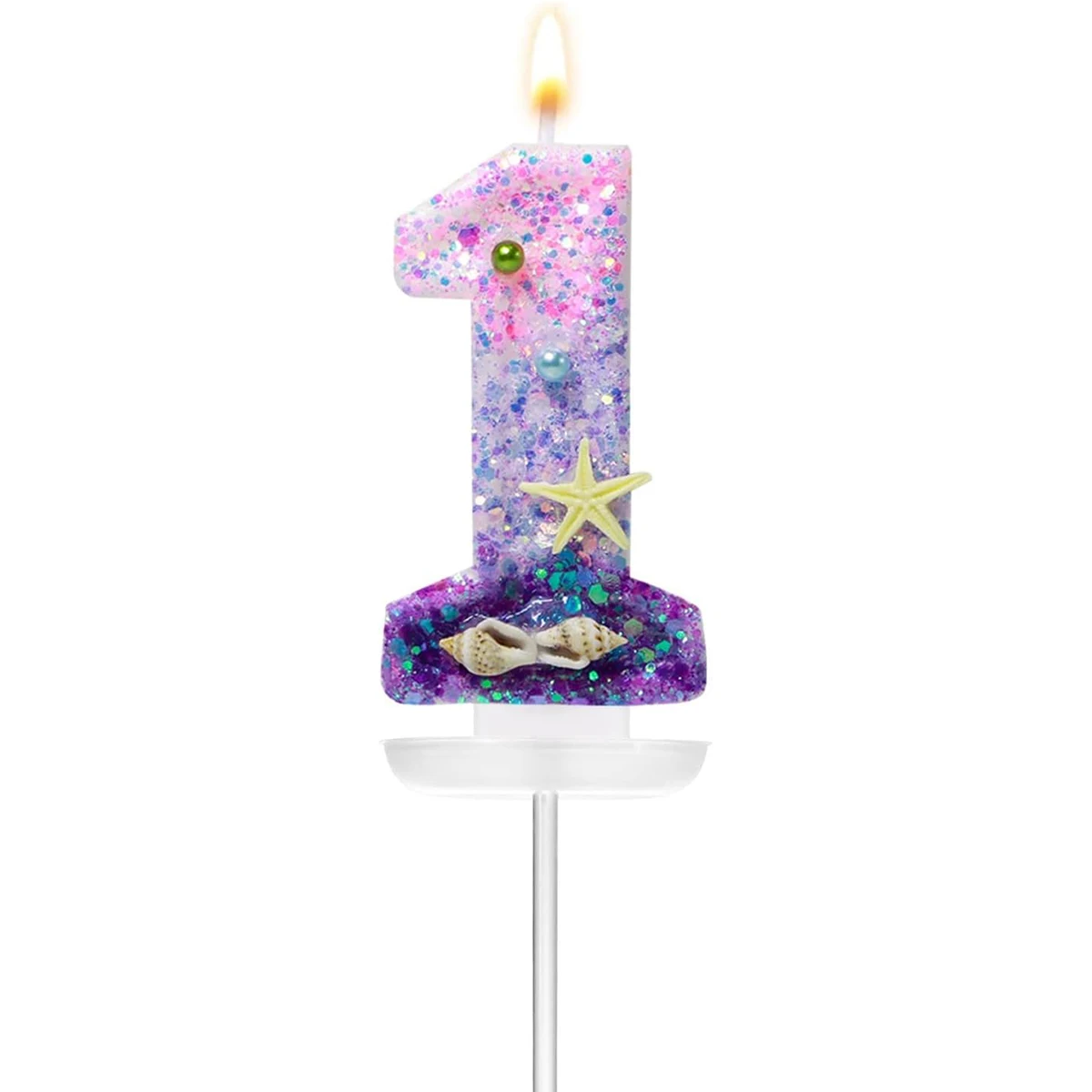Candela Di Compleanno A Forma Di Sirena – Numero 8 Blu – Per Torte A Tema Mare