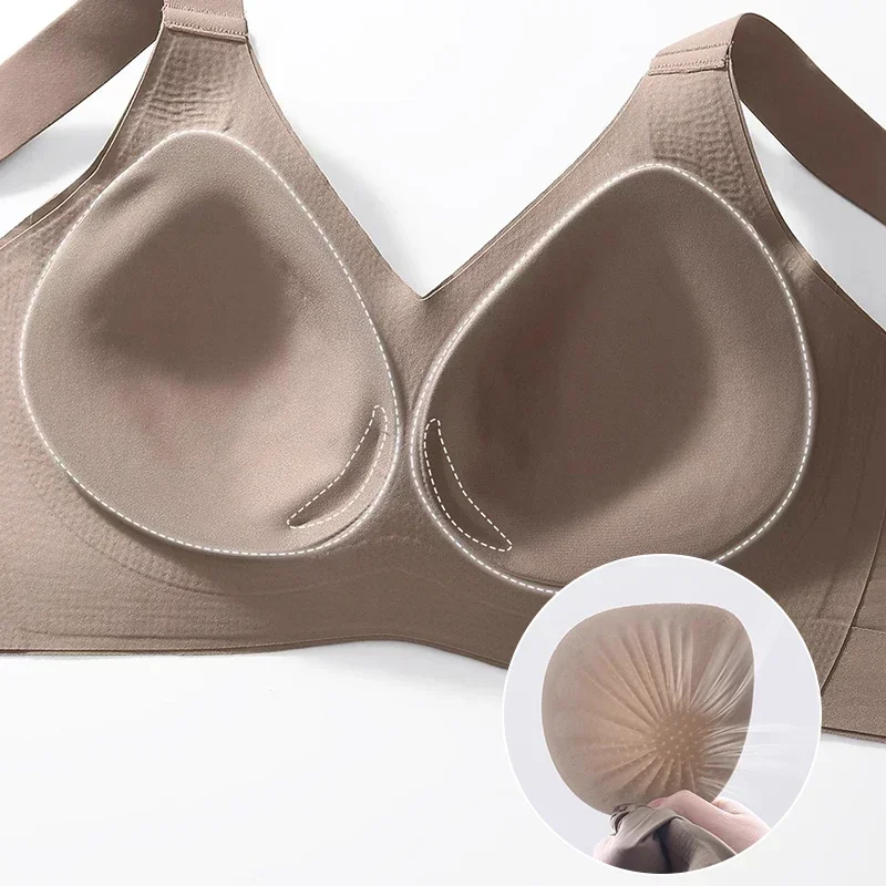 FallSweet 3PCS Seamless Wireless Push Up Bras for Woman Adjustable Comfort Bralette for Full and Petite Busts Wireless Lingerie