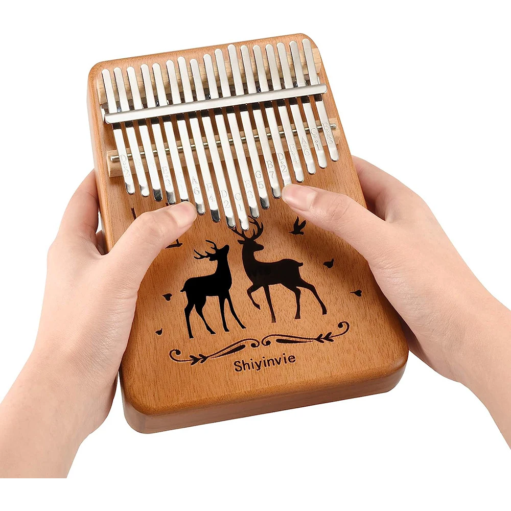 

17 Key Thumb Piano with Tuning Hammer, Finger Covers, Key Stickers and More Included Great Gifts