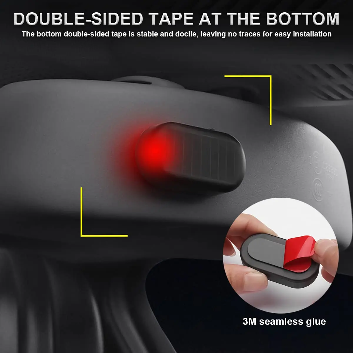 Car Solar Dummy Alarm Anti-Theft LED Flash Light Safety Warning Lights with USB Port Universal Car Accessory.