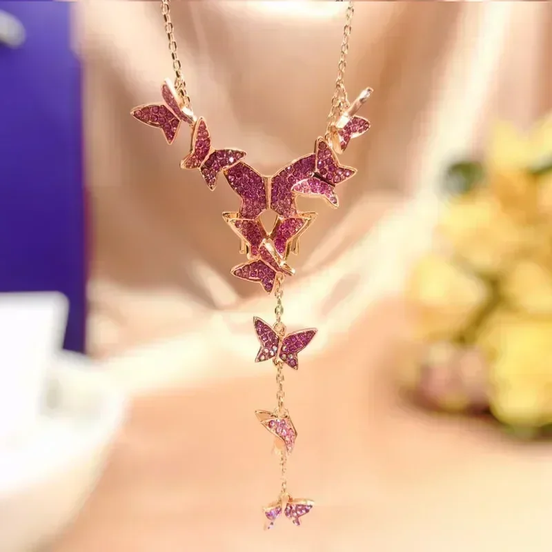 2025 New Fashion Trendy Fine Jewelry Sets for Women Stainless Steel Butterfly Necklace Earring Bracelet Ring Party Accessories 3