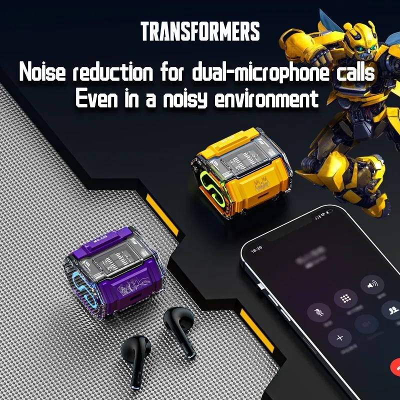 TRANSFORMERS MG-C03 블루투스 5.3 무선 게이밍 이어폰, 소음 감소, 저지연 헤드폰, 범블비 이어버드