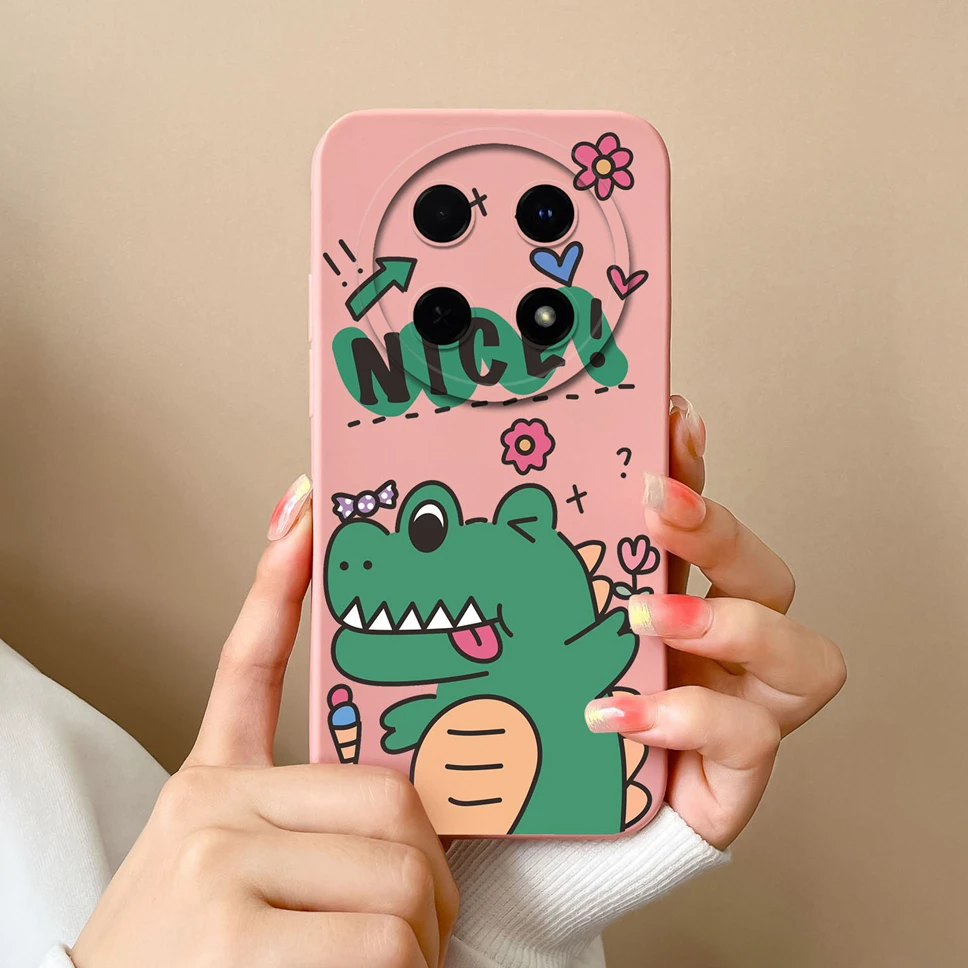 Cute Cartoon Dinosaur Smooth Liquid Silicone Phone Case Cover