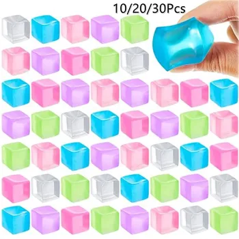 1/3/5/10 PCS Fidget Toy Mini Squishy Toys Ice Block Stress Ball Toy Kawaii Transparent Cube Square Stress Relief Squeeze Toy