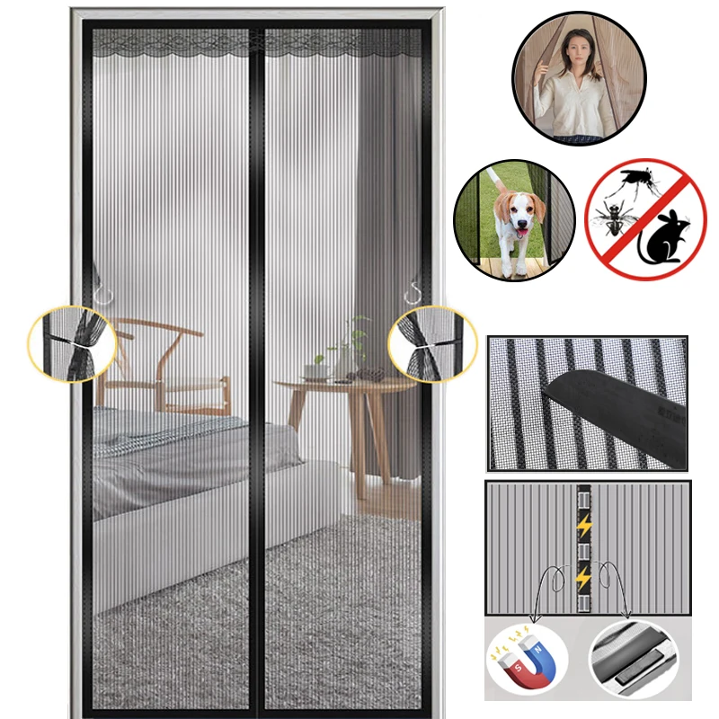 

Беззвучная дверная занавеска, сетка со стразами, магнитная москитная сетка для дверей, москитная сетка, самозакрывающийся экран для спальни и помещений