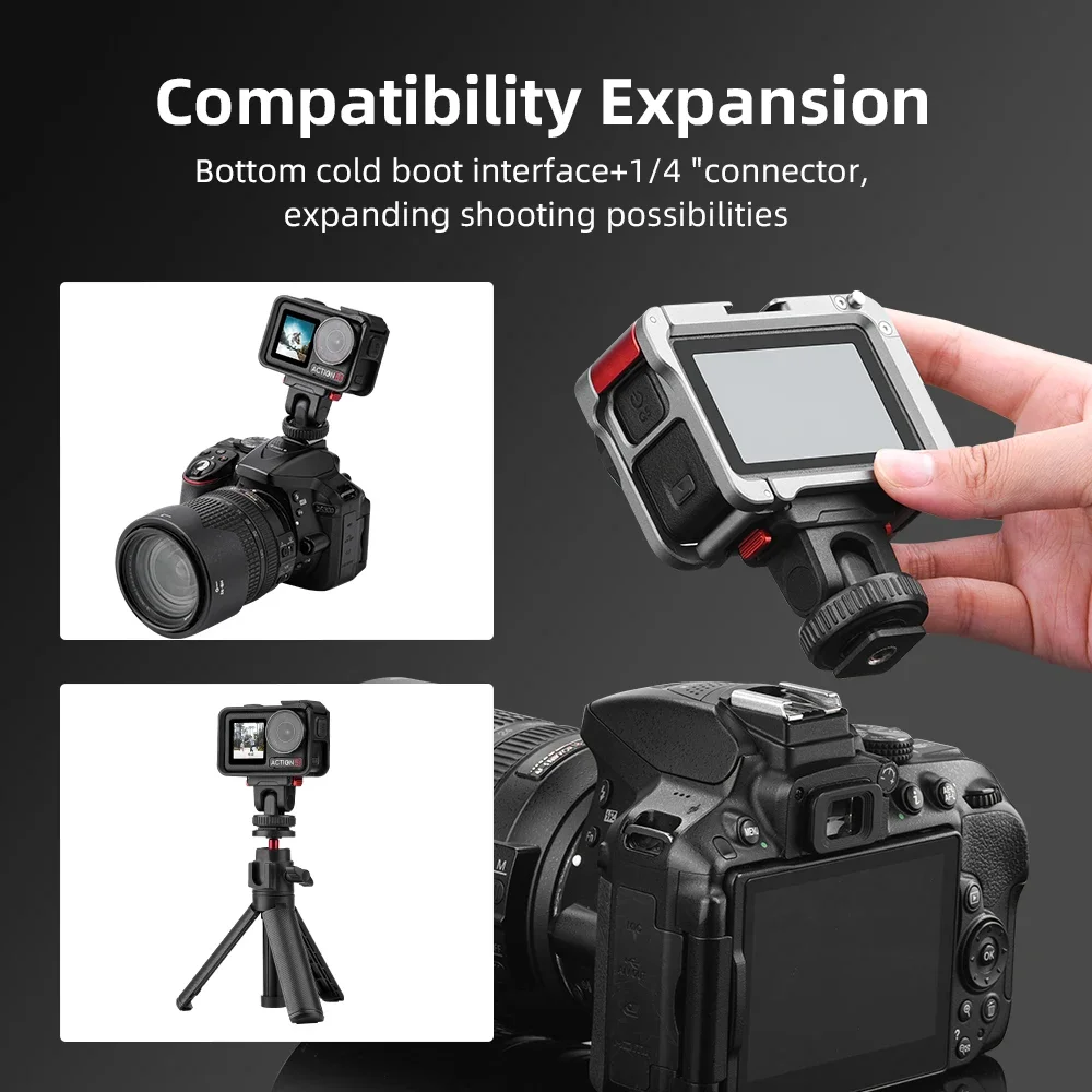 REYGEAK Supporto a sgancio rapido in alluminio per DJI OSMO Action 5 Pro/4/3, adattatore magnetico con viti da 1/4, per accessori DJI Action (confezione da una