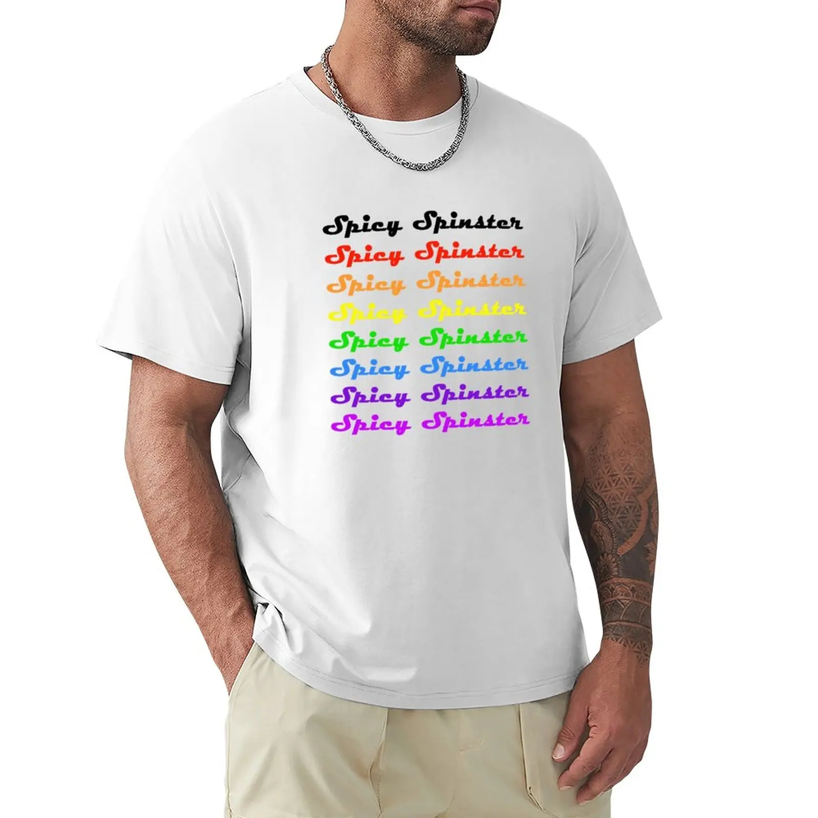 

SPICY SPINSTER T-Shirt plain blacks Blouse mens t shirts casual stylish