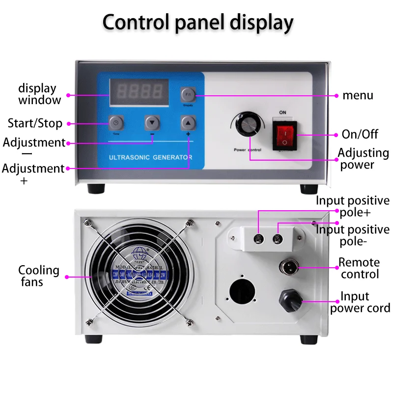 GENEGN Ultrasonic Generator 40KHz Power Adjustable 600W/1500/3000W Converts Electrical Pulses Transducer Power Supply