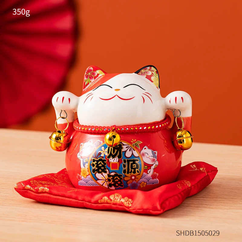 Cartoon Maneki Neko Ornament Ceramic Lucky Cat Figurine Pink BOW-TIE  Fortune Cat Statue Home Decorative Money Box Piggy Bank - AliExpress