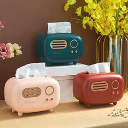 Caja de pañuelos Retro para Radio, soporte de papel de escritorio, dispensador Vintage, almacenamiento, servilleta, organizador, toallitas húmedas, caja de decoración