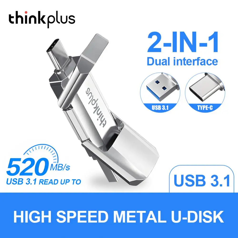 Thinkplus Chiavette Usb 1Tb 2Tb Usb Flash Memory Stick Otg 2 In1 Usb 3.1 Pen Drive 128Gb Telefono/Laptop/Tablet Chiavetta Usb