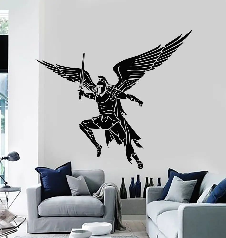 Decalcomania Da Parete In Vinile Spartan Legion Warrior With Wings Sword Sticker Murale Home Decor Wall Sticker Soggiorno Camera Da Letto Art Sticker1