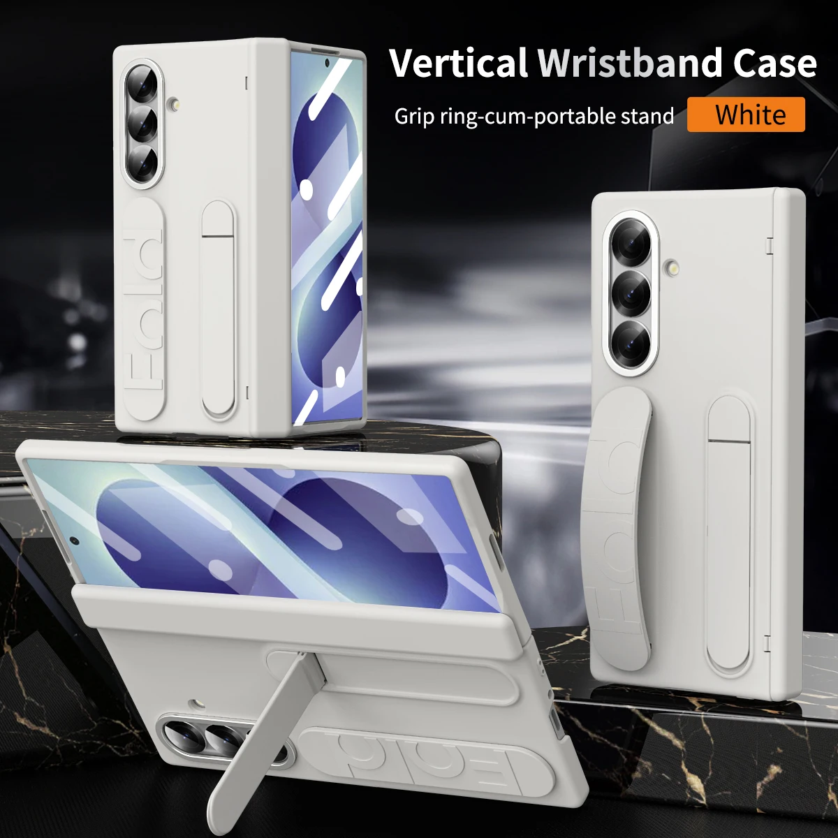 Versatile Wristband Grip Phone Case with Kickstand & Front Glass Protection