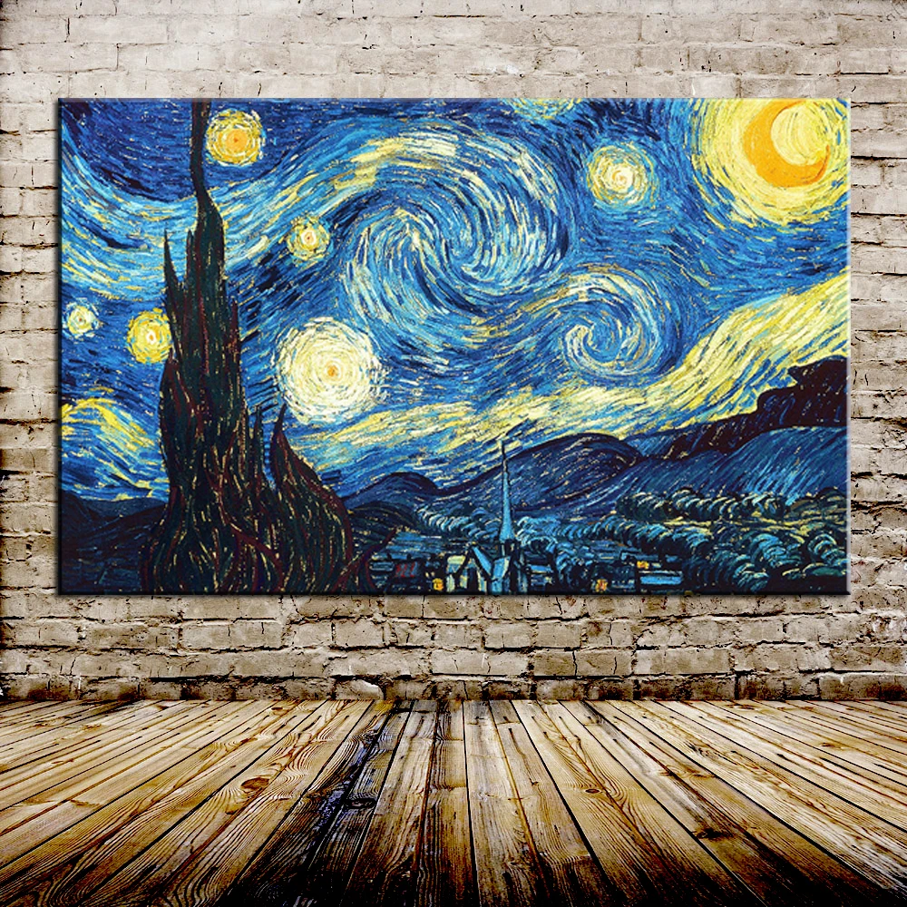 

Arthyx Handpainted Vincent Van Gogh Starry Sky Famous Oil Paintings On Canvas,Impressionist Wall Art Picture For Room Home Decor