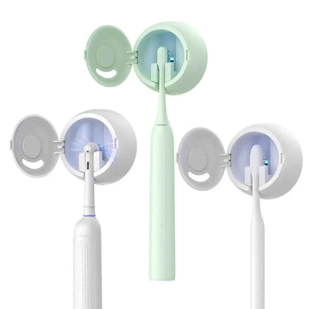 벽걸이형 2 in 1 칫솔 홀더 자가 접착식 탈부착 UV 살균 칫솔 세척기 자동 배수 기능
