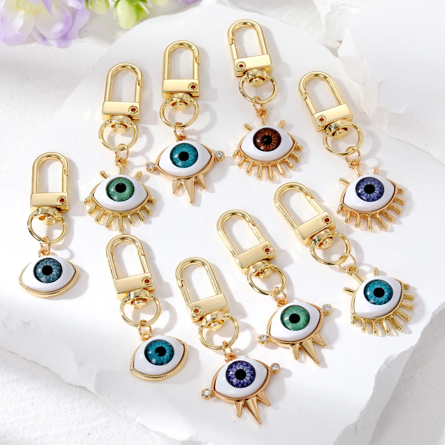 

20pcs Turkish Evil Eye Keychain Keyring Lucky Blue Eye Bag Car Pendant Key Ring Accessories Jewelry