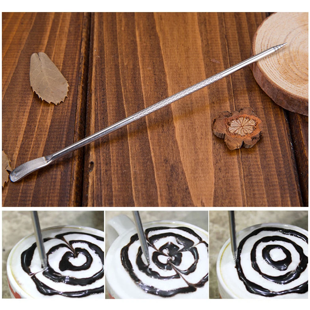Stainless Steel Ceramic Latte Art Brush Pen With Needle Carving