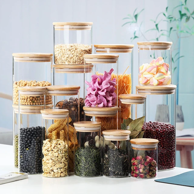 Glass Jar With Lid Food Storage Jars Glass Bottle Cookie Candy Box