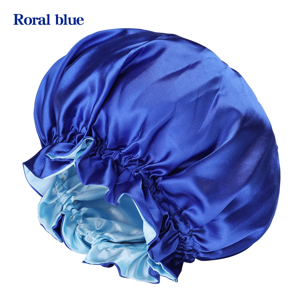 Bonnet Satin pour femmes Bonnet de cheveux pour dormir Grand chapeau de  sommeil en soie double couche avec large X