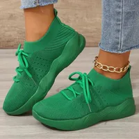 Spring Green Casual Shoes Summer Breathable Sneakers Mesh Flats Shoes Women Fashion Lightweight Slip On Running Shoes Ladies 1