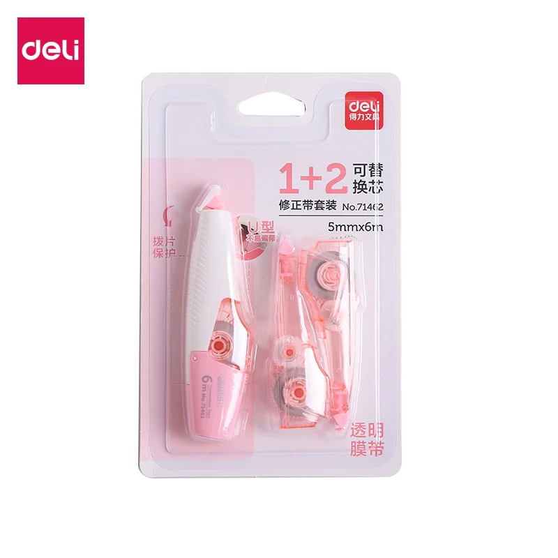

Deli 1 PC Correction Tape Set With 2 Replaceable Core School Stationery 71462