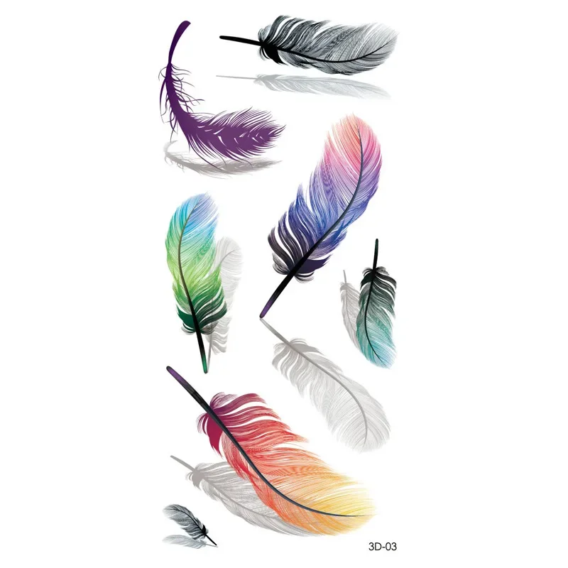 Temporary Tattoos Sticker For Women Body Art Tattoo Sticker 3D Butterfly Rose Flower Feather Tattoo Waterproof Halloween Gift