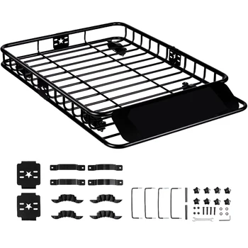 SucceBuy Roof Rack Cargo Basket 46"x36"x4.5" / 51"x36"x5" Rooftop Cargo Carrier Heavy-Duty 200LBS Capacity for SUV Truck Vehicle 1