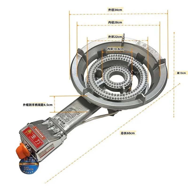 Commercial Low Pressure Liquefied Gas Stove Restaurant Gas Stove Single Burner Fast Cooking Cooktop with Electronic Ignition