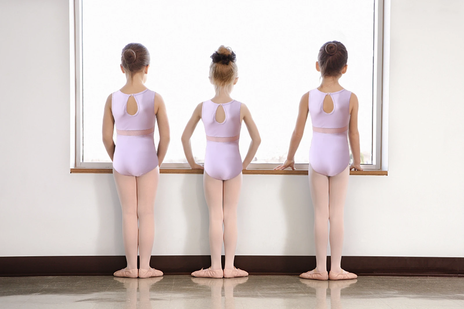 Mädchen-Tanztrikot mit Spitze, Flügelärmeln, für Ballett, Kleinkinder, große kleine Gymnastik-Tanzbekleidung – Detail 3
