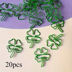 Stylish Green Four - Leaf Clover Paper Clips - Creative Metal Office Organizers (20pcs)