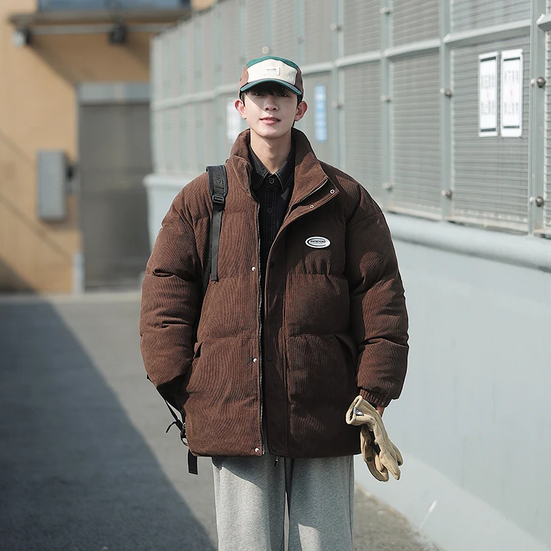 Warm Thicken Parkas Coat Winter Bubble Jacket Outdoor Men's Winter Coat Warm Thicken Oversize Corduroy Puffer Jacket for Men