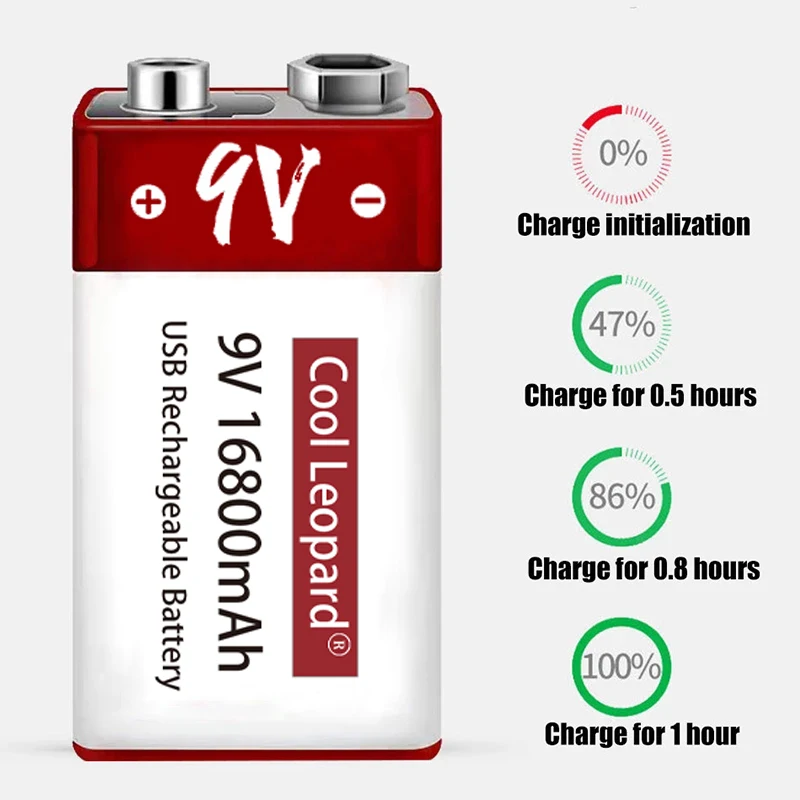 Rechargeable Battery 9V 16800mah Usb Battery Micro Remote Control Lithium Battery For Multimeter Microphone Toy Remote Control