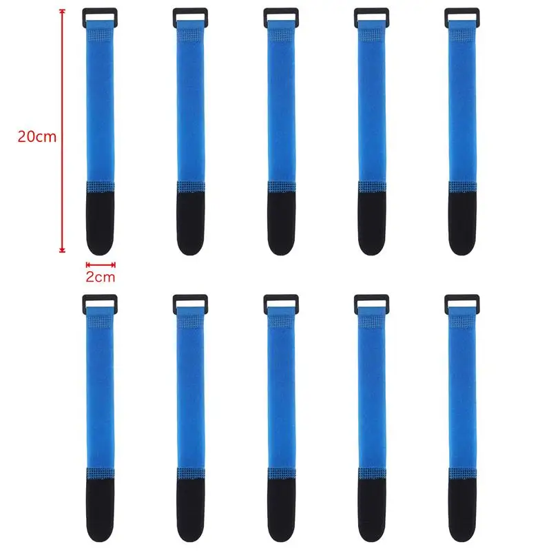 10-Pack Reusable Colored Nylon Hook and Loop Cable Ties