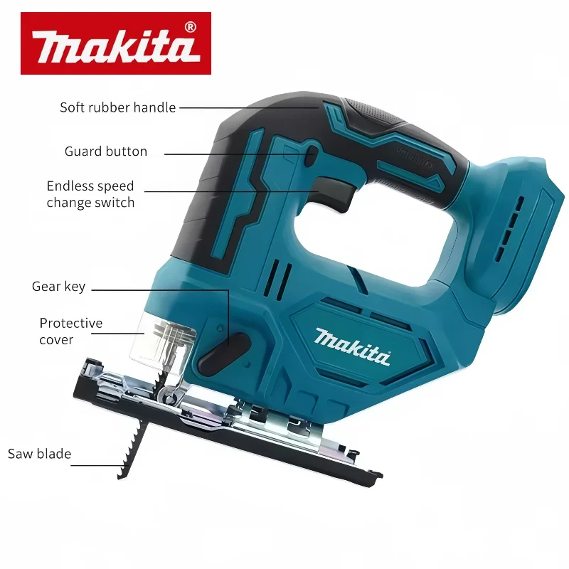 Makita DJV182Z 340W 18V 브러시리스 직소(톱날 포함) 배터리 없음 무선 배럴 핸들 휴대용 목수 전동 공구