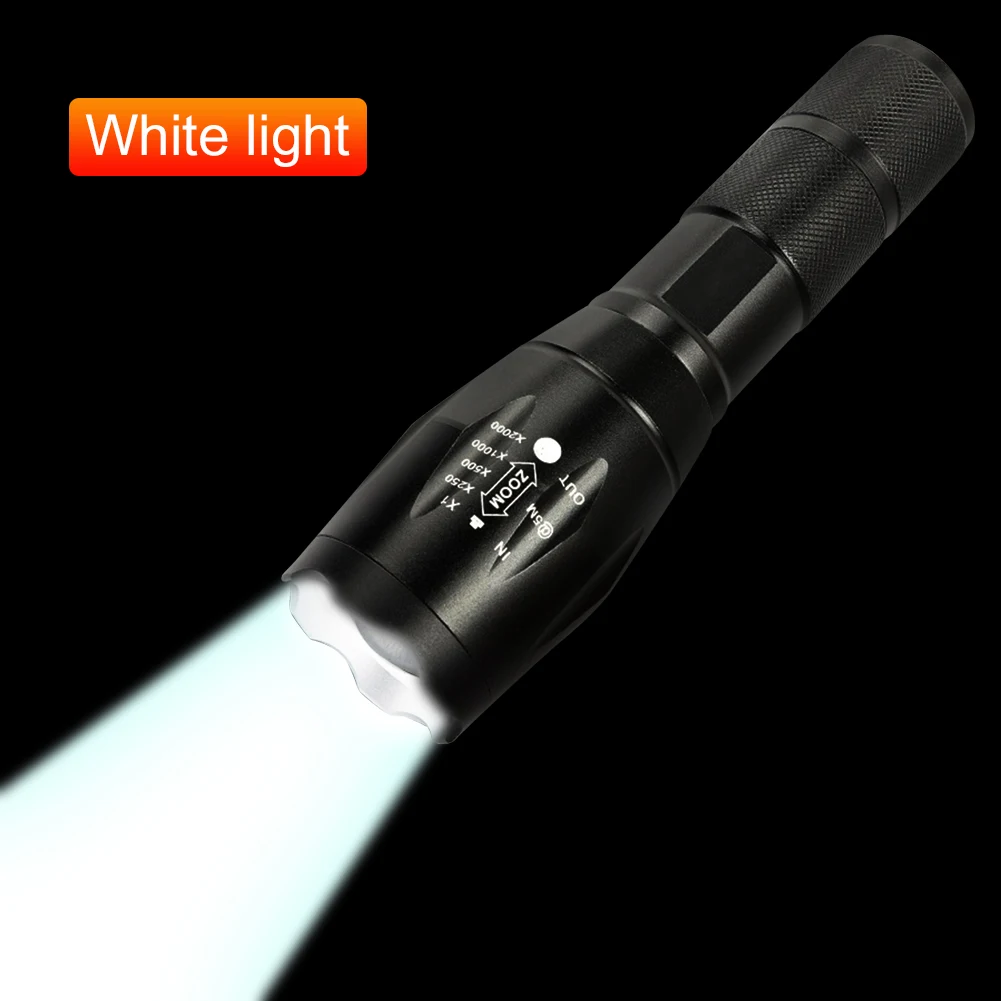 Description Picture 6 of item150LM XPE+UV Mini Zoomable Flashlight White+Purple Light 2 Gears Outdoor Portable 395nm Backlight Ultraviolet Torch