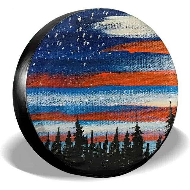 Oil Painting American Flag Spare Tire Cover 15 Inch: Protection and Style for Your Vehicle