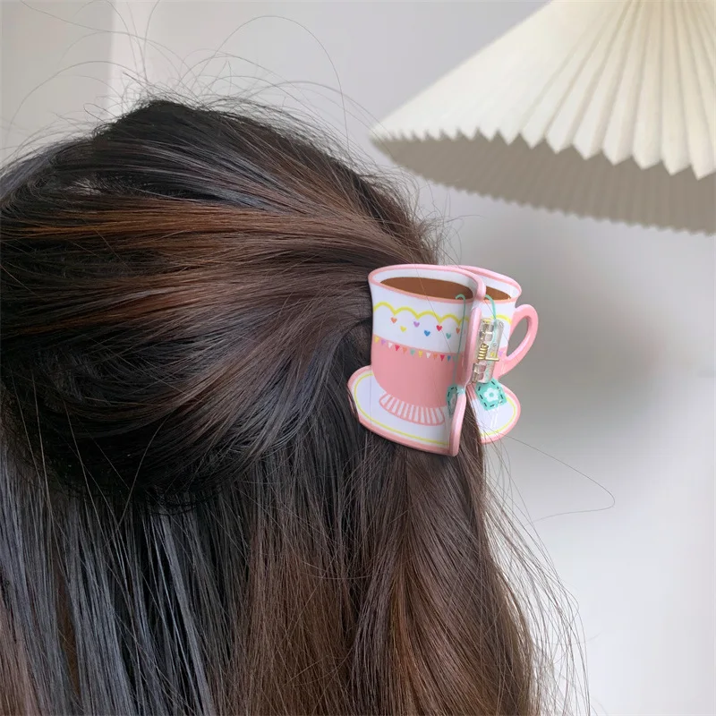 Charming Pastoral Flower Print Vase Hair Clip Claw Accessories