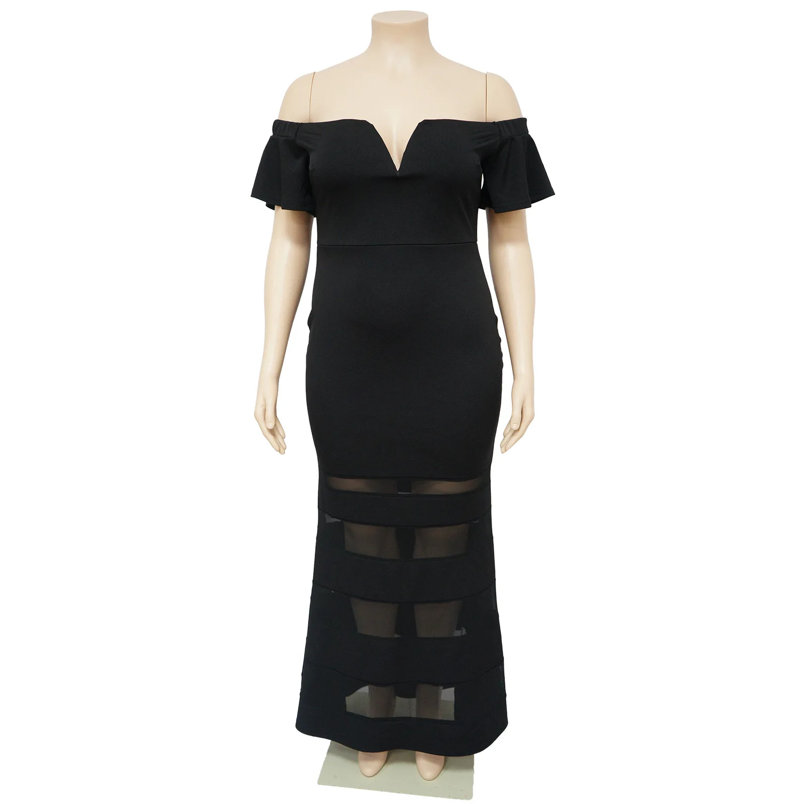 Plus Size Women Party Dresses Mesh Puff Sleeve White Dress Female Luxury Designer V Neck Cloth 2023 Summer Evening Birthday Robe