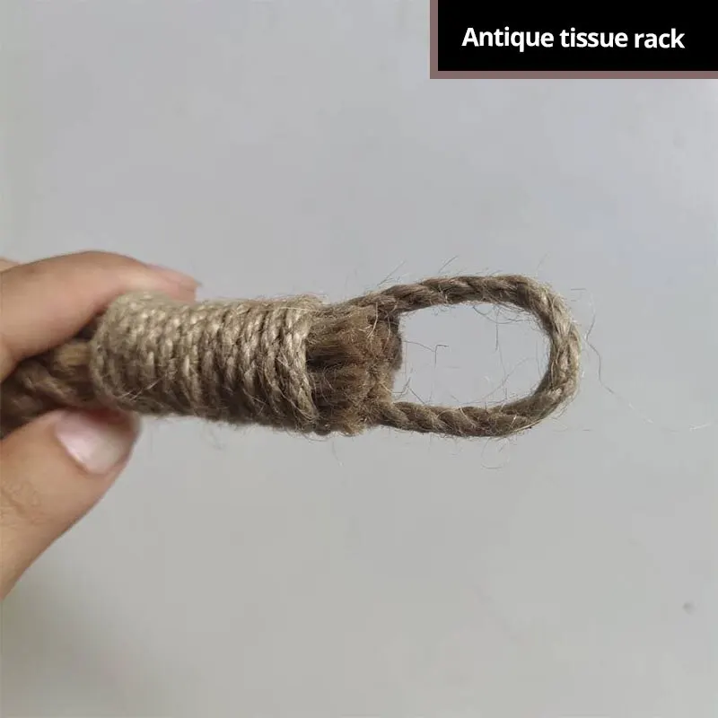 Paper Towel Holder Toilet Paper Holder Tissue Holder 1pc Hemp Rope Tissue Holder Hole Free Wall Hanging Cotton String Hemp Rope Tissue Holder Solid Wood Roll Paper