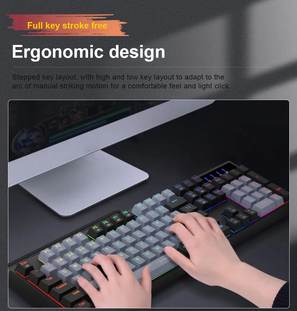 E-YOOSO Z14 RGB USB Mechanical Gaming Wired Keyboard Red Switch 104 Key Russian Brazilian Portuguese Gamer for Computer Laptop