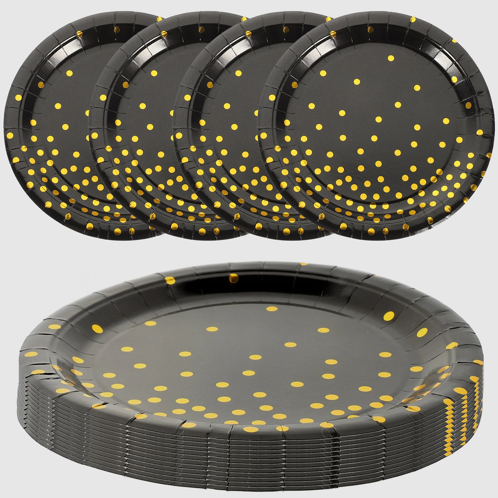 16pcs Disposable Paper Plates Solid Black Cake Plate Decorative Tableware Party Supplies (9inch) paper disposable tableware