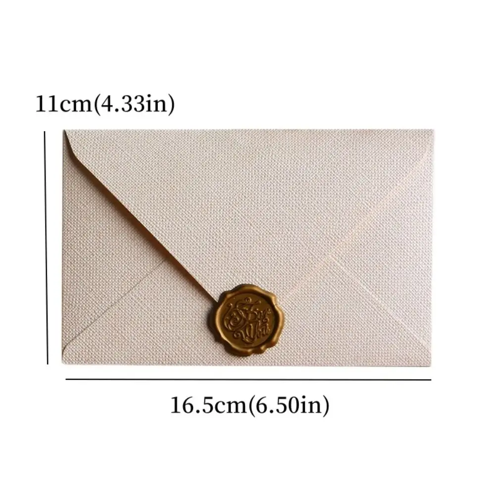 10Pcs 리넨 질감 복고풍 봉투 간단한 초대 카드 인사말 카드 씰링 왁스 스티커 로맨틱