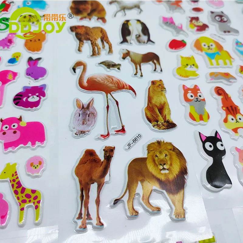 20 Sheets Count Dinosaurs & Butterflies & Flowers & Car Different Theme Label DIY PVC Cartoon Cheap 3D Puffy Sticker for Kids images - 6