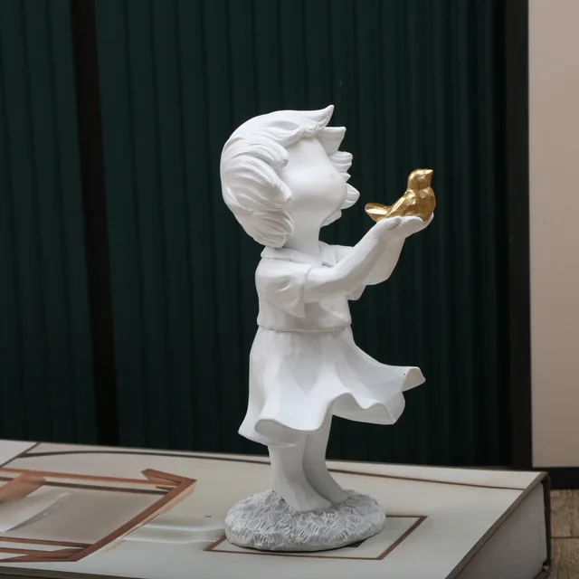 Banksy coeur ballon et fille volante inspiré œuvre moderne Sculpture décoration de la maison Statue décoration 2