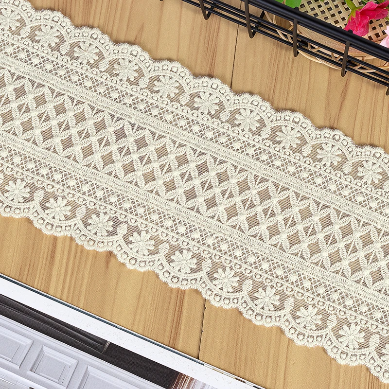 2 hof Stickerei Spitze Weiße Blume Bestickt Baumwolle spitze Band DIY Nähen Home Textil Dekoration Hand Spitze – Detail 6