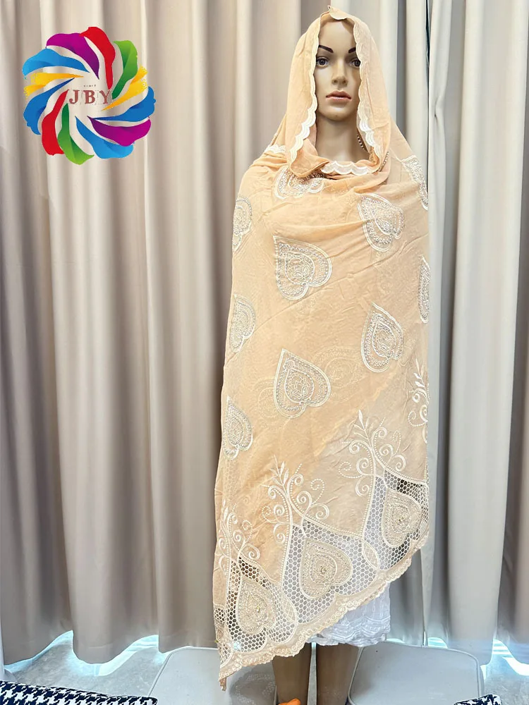

african muslim women scarf Scarf High Quality 100% Cotton Embroidery Dubai African Women Islamic Scarf Embroidery